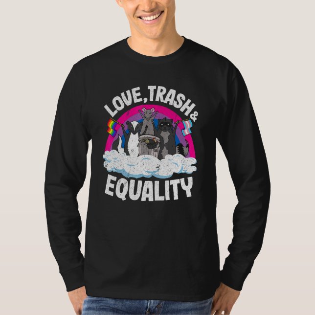 Camiseta Trash de amor e igualdad Opossum Raccoon Bisexual  (Anverso)