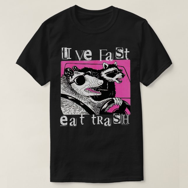 Camiseta Trash de Comida Rápida Vivo Funny Sol Retro Possum (Diseño del anverso)