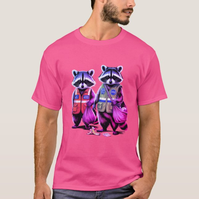 Camiseta Trash Pandas: Dúo dinámico teñido de neón (Anverso)