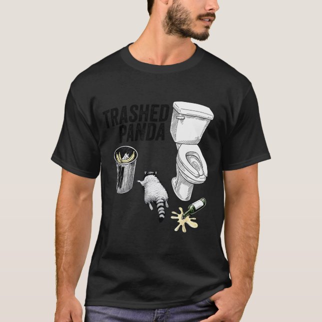 Camiseta Trashed Panda, Funny Drunk Raccoon, Trash Panda Hu (Anverso)