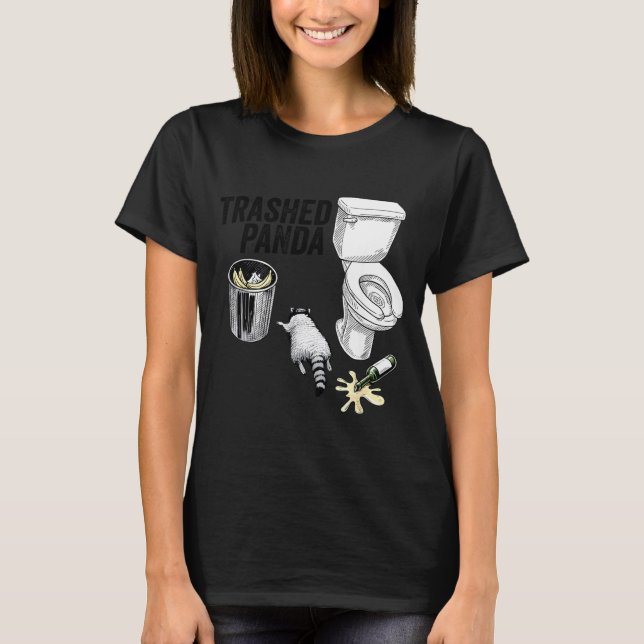 Camiseta Trashed Panda, Funny Drunk Raccoon, Trash Panda Hu (Anverso)