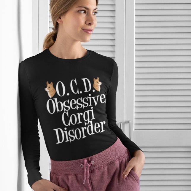 Camiseta Trastorno obsesivo del corgi Algodón largo (Subido por el creador)
