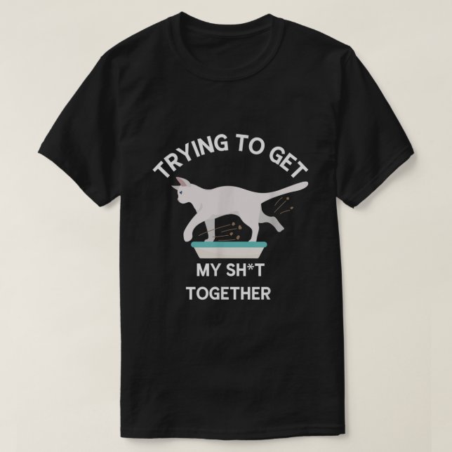 Camiseta Tratando de juntar mi gato en litro (Diseño del anverso)