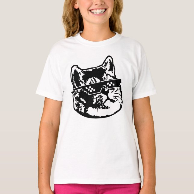 Camiseta Trate Con Gafas De Gato Meme (Anverso)
