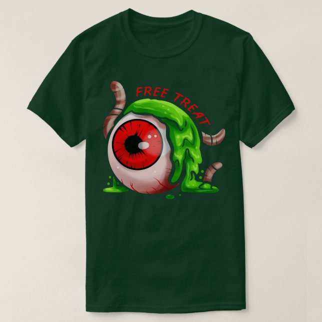 Camiseta Trate gratis Big Eyeball Green Slime Earthworm Hal (Diseño del anverso)