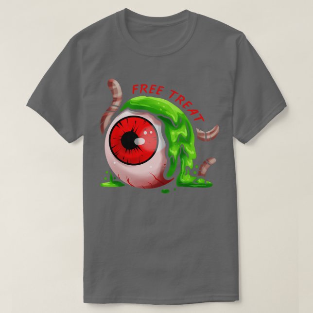 Camiseta Trate gratis Big Eyeball Green Slime Earthworm Hal (Diseño del anverso)