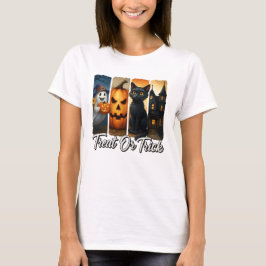 Camiseta Trate o truco Gato negro Halloween