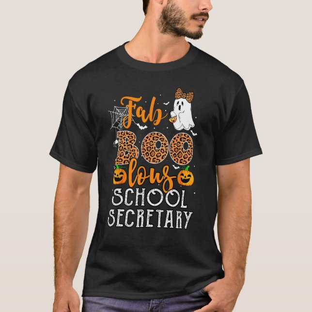 Camiseta Trato de leopardo de Halloween para la secretaria  (Anverso)