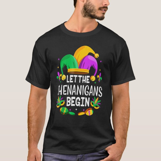 Camiseta Trato De Máscara De Mardi Gras Que Empiecen Los Sh (Anverso)