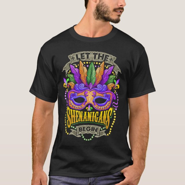 Camiseta Trato De Máscara De Mardi Gras Que Empiecen Los Sh (Anverso)