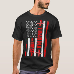 Camiseta Trauma Enfermera EE.UU. American Hearbeat Stethosc