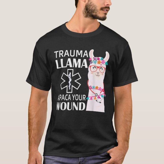 Camiseta Trauma Llama Alpaca tu regalo de enfermera EMS de  (Anverso)