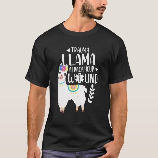 Camiseta Trauma Llama Alpaca tu regalo de enfermera EMS de  (Anverso)