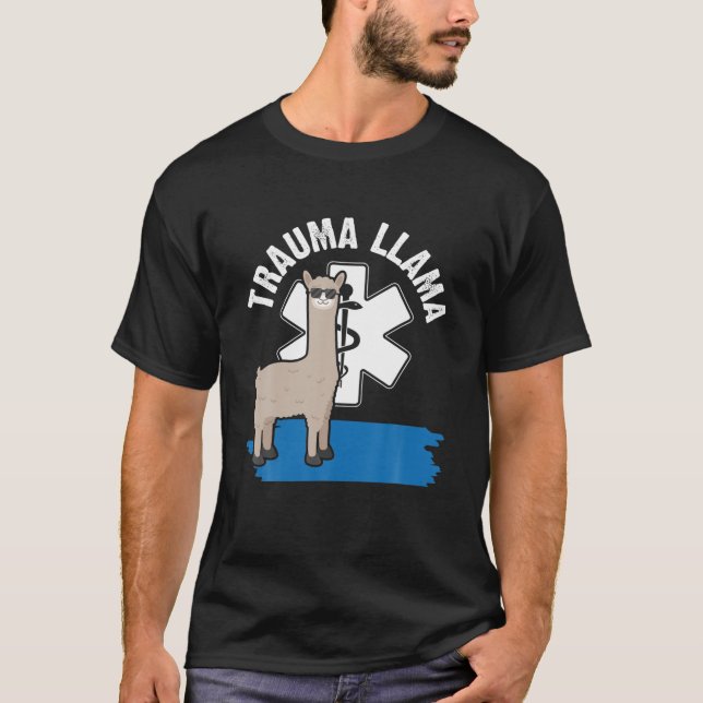 Camiseta Trauma Llama Ambulancia EMS EMT Enfermera paramédi (Anverso)