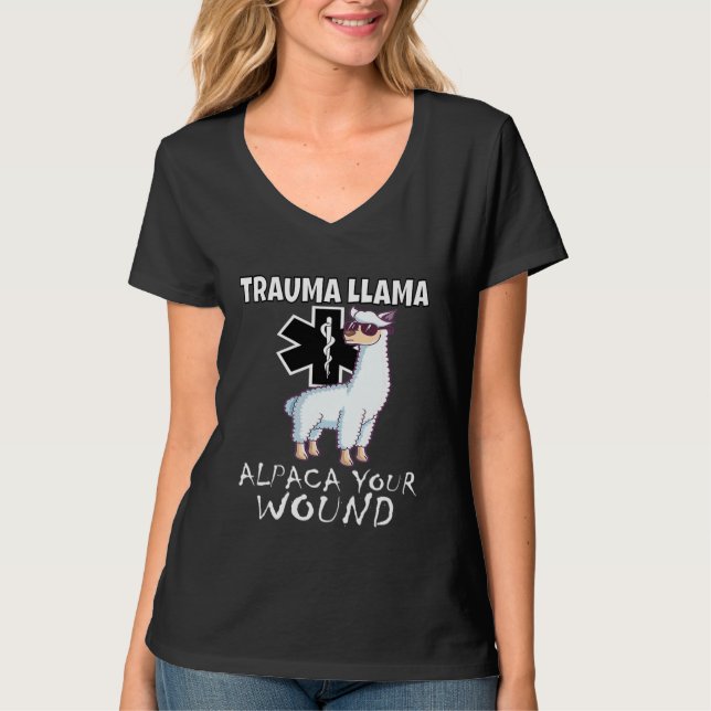 Camiseta Trauma Llama EMT design Medic EMS Alpaca your woun (Anverso)