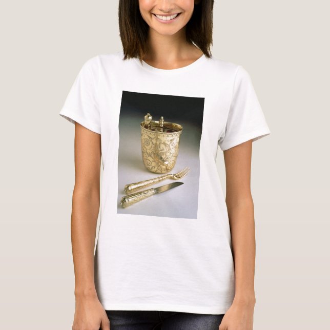 Camiseta Travelling set of a knife, fork, spoon and beaker, (Anverso)