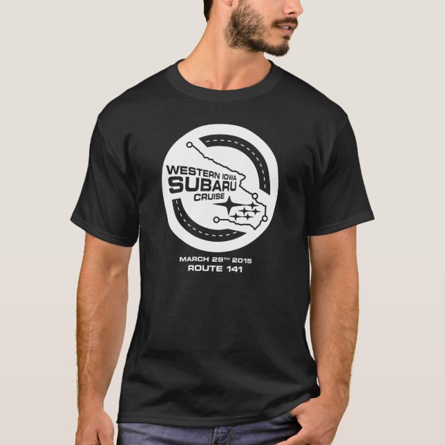 Camiseta Travesía occidental de Iowa Subaru (oscura) (Anverso)