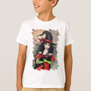 Camiseta Travesuras de Otoño Bruja de Halloween y Gato Neg