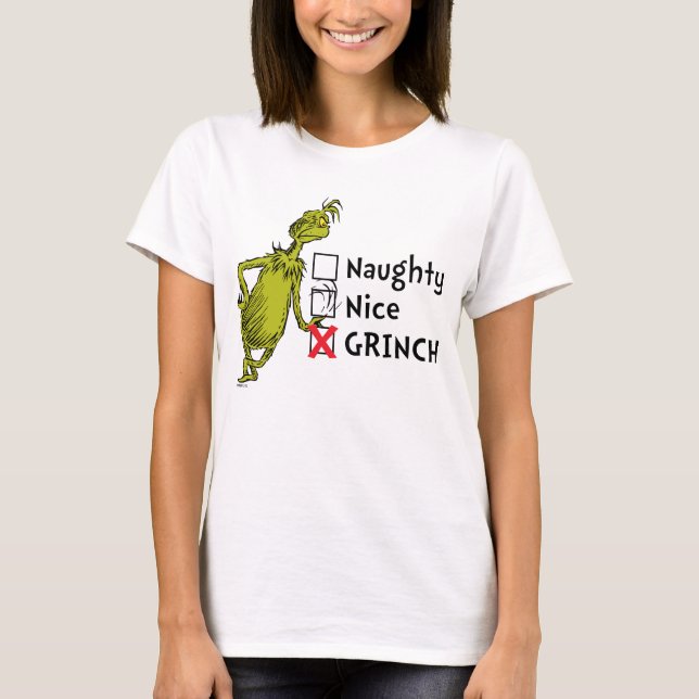 Camiseta traviesa, agradable o grinch (Anverso)
