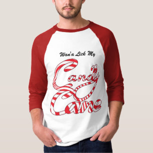Camiseta traviesa del día de fiesta del bastón d