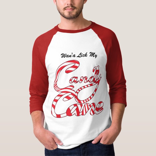 Camiseta traviesa del día de fiesta del bastón de (Anverso)