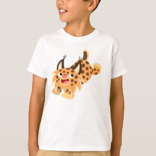 Camiseta traviesa linda de los niños del lince del