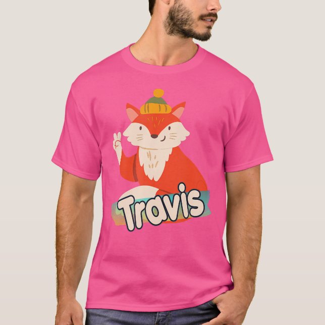 Camiseta Travis Cute Boy Name Con Guay Fox (Anverso)