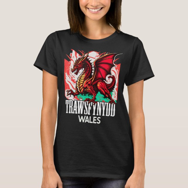 Camiseta Trawsfynydd Wales Bandera Gales Y Dragón Goch (Anverso)