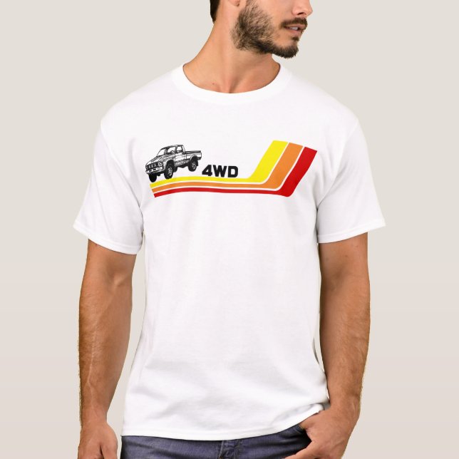 Camiseta Trazos de camión 4WD 80s (Anverso)