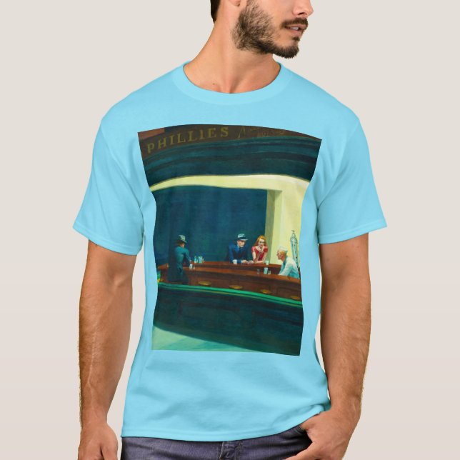Camiseta Trazos nocturnos, 1942 por Edward Hopper (Anverso)