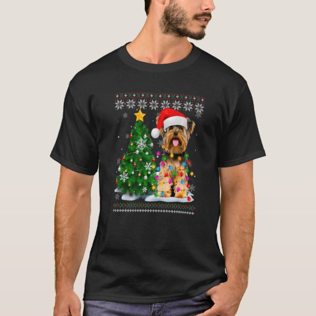 Camiseta Tre de Navidades Ugly Yorkshire Terrier Dog Santa  (Anverso)