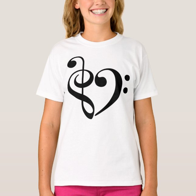 Camiseta Treble Clef Bass Clef Hearf Music Lover (Anverso)