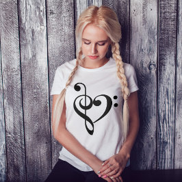 Camiseta Treble Clef & Bass Clef Heart