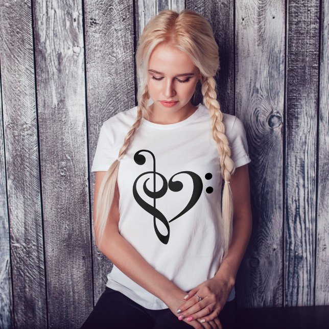 Camiseta Treble Clef & Bass Clef Heart (Subido por el creador)