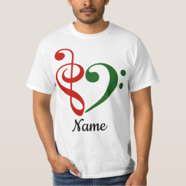 Camiseta Treble Clef Bass Clef Heart Holiday Personalizado