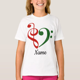 Camiseta Treble Clef Bass Clef Heart Holiday Personalizado