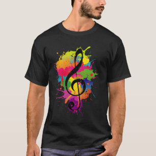 Camiseta Treble Clef Colorful Paint Splatters Teoría de la