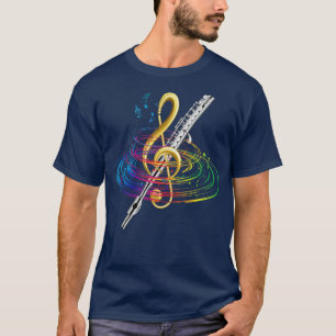 Camiseta Treble Clef Flutist Musical Instrute Flute