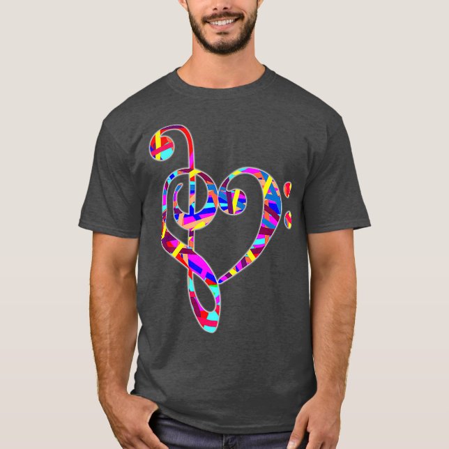 Camiseta Treble Clef Heart Love Día de San Valentín Music (Anverso)