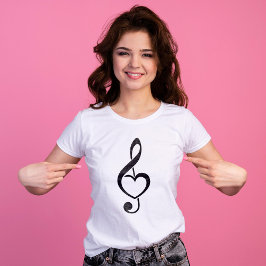 Camiseta Treble Clef Heart Music Note