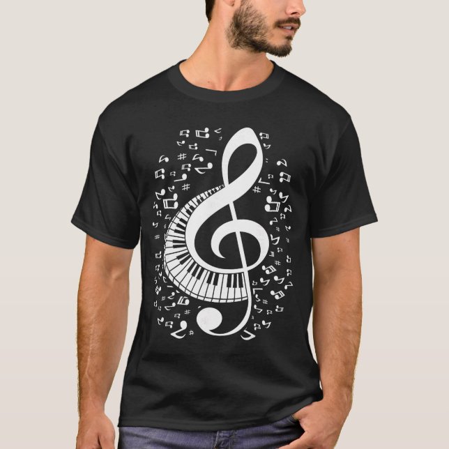 Camiseta Treble Clef Keyboard Classical Music Notes Pianist (Anverso)