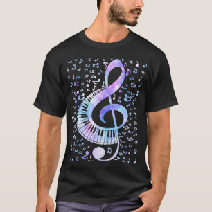 Camiseta Treble Clef Keyboard Tie Dye Retro Music Notes Pia