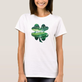 Camiseta Trébol de Cuatro Hojas Suerte Aquarela Gráfica de