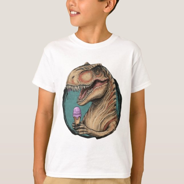 Camiseta Trébol de dinosaurios lindo comiendo helado (Anverso)
