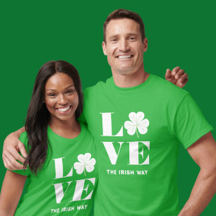 Camiseta Trébol de Shamrock Amor Verde Irlandés Blanco Text