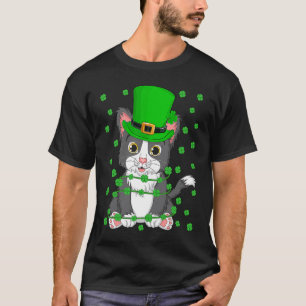 Camiseta Trébol irlandés duende gato día de San Patricio