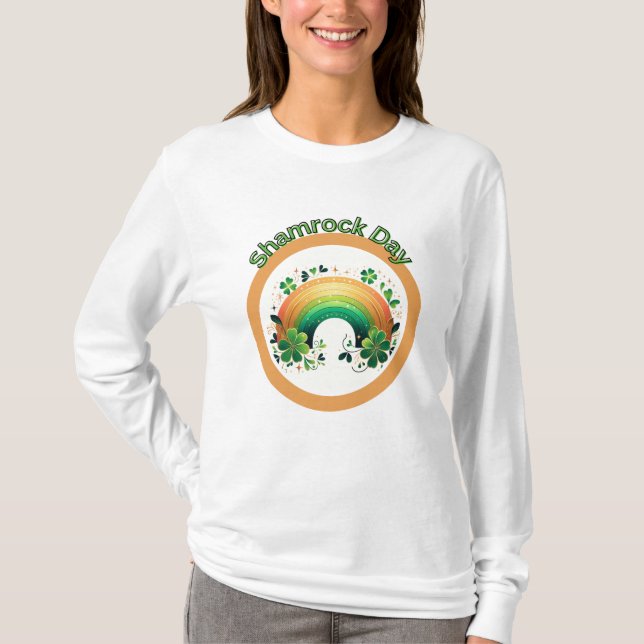 Camiseta Trébol Suerte Arcoíris  (Anverso)