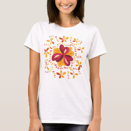 Camiseta Tréboles abstractos en rosa y amarillo