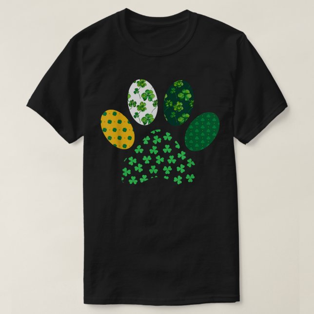 Camiseta Tréboles de la pata del perro lindo irlandés Día d (Diseño del anverso)