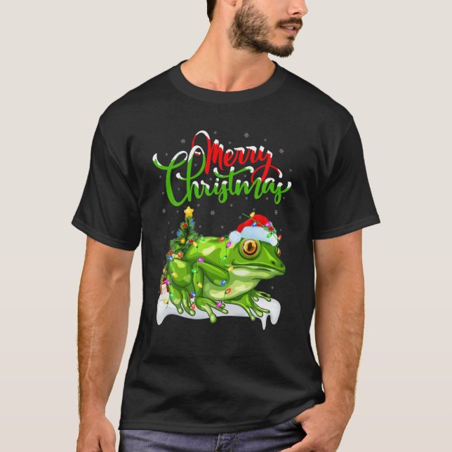 Camiseta Tree Frog Animal Lover Xmas Lighting Tree Frog Chr (Anverso)